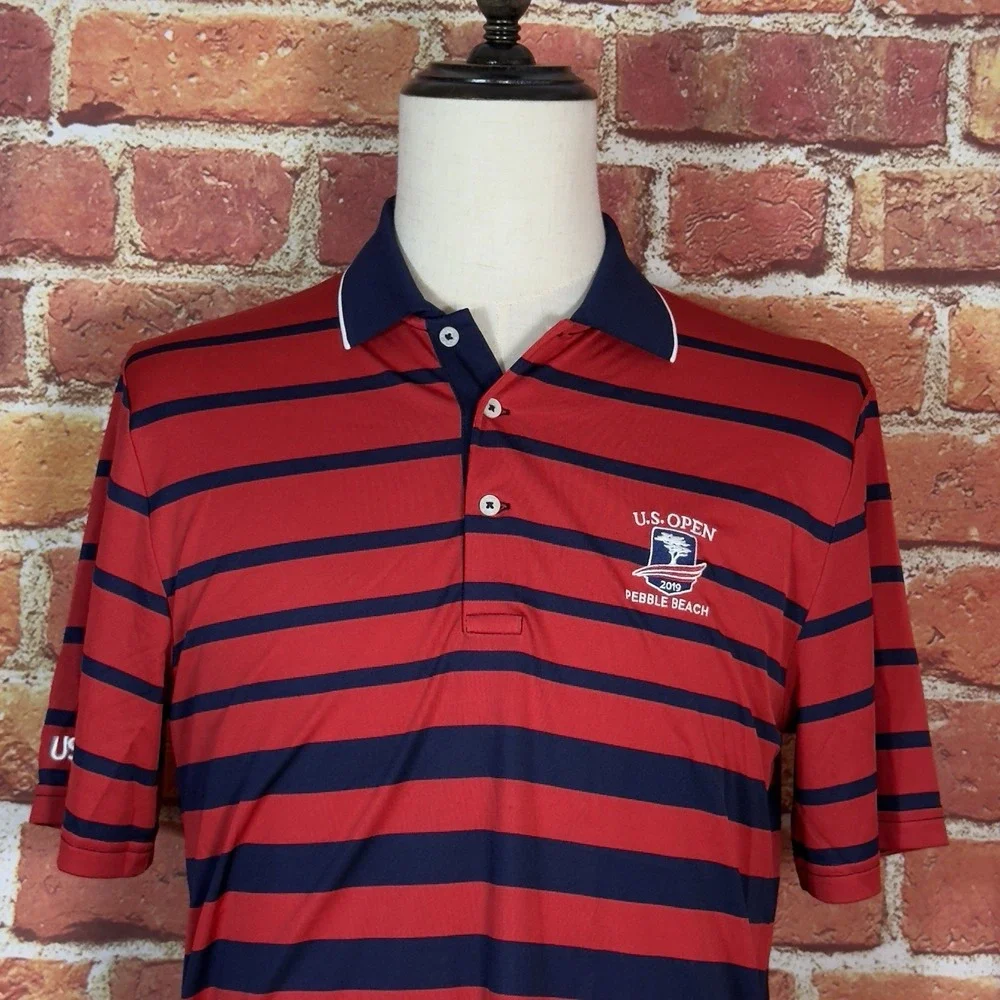 Polo Golf Ralph Lauren Shirt Men's M Striped US Open 2019 Pebble Beach USGA‎